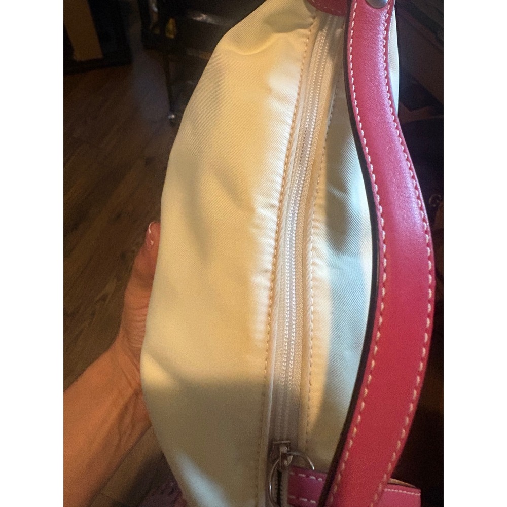 Coach Cosmetic Bag Ivory Pink Nylon Makeup Pouch Travel Case Y2K - Picture 3 of 8